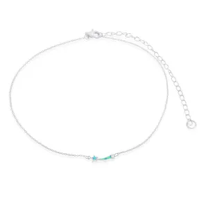 Sterling Silver Blue Inlay Opal Shooting Star Choker Necklace