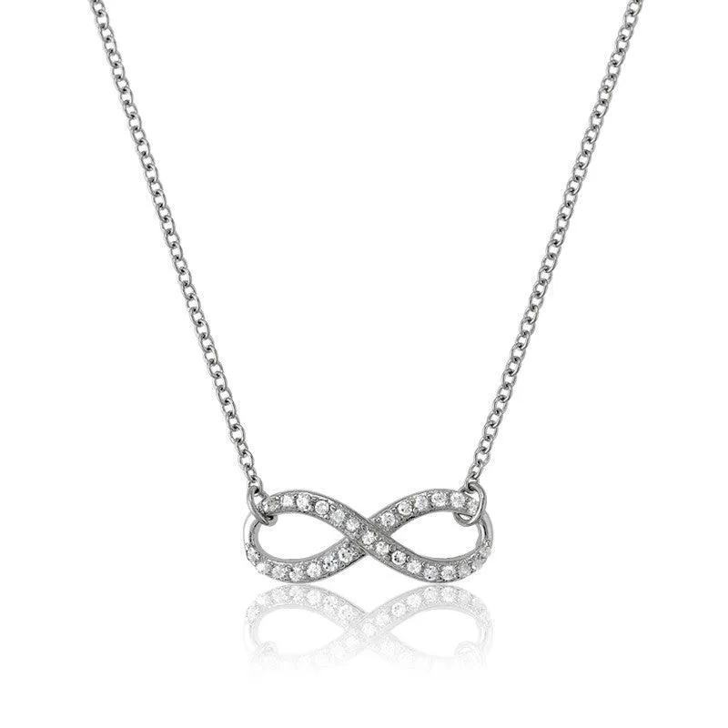Sterling Silver CZ Infinity Design Necklace