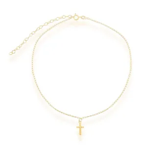 Sterling Silver Gold Plated Center Cross Choker Necklace
