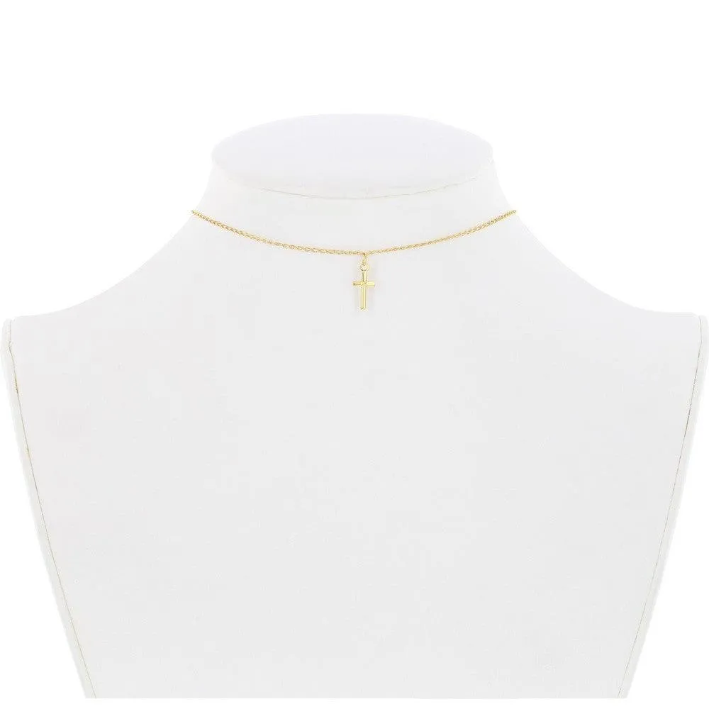 Sterling Silver Gold Plated Center Cross Choker Necklace