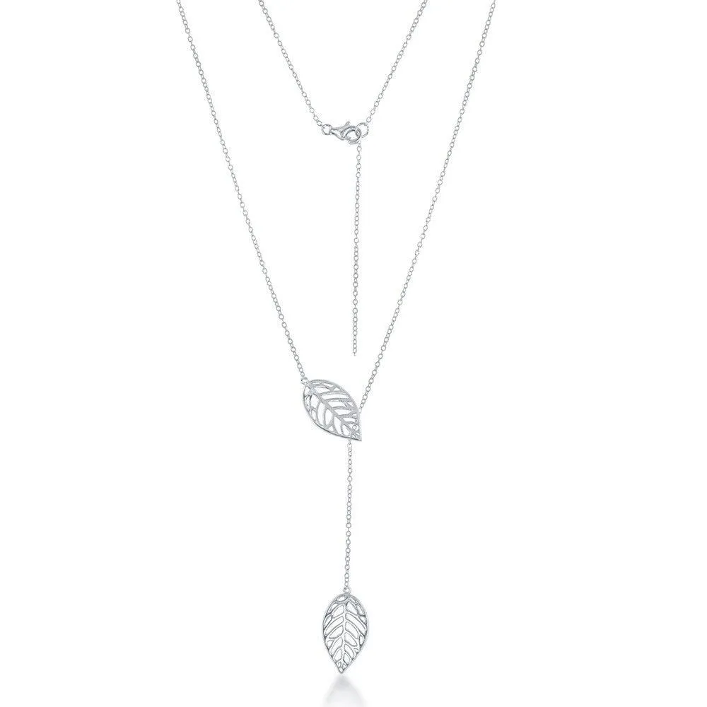 Sterling Silver Open Leaf Hanging Chain Necklace