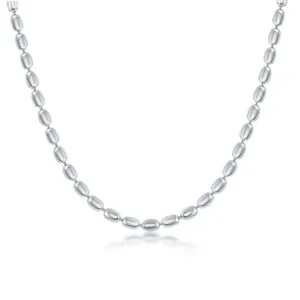 Sterling Silver Oval Bead Chain, 10"