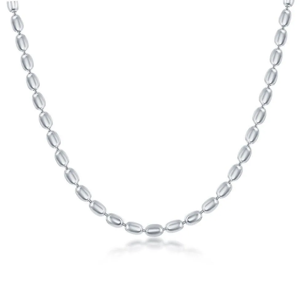 Sterling Silver Oval Bead Chain, 10"