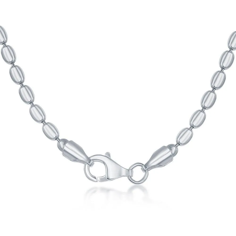 Sterling Silver Oval Bead Chain, 10"