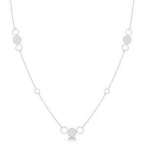 Sterling Silver Polished and Open Disc Necklace