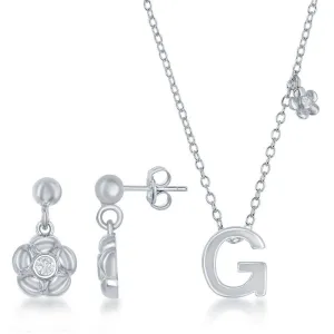 Sterling Silver Shiny "G" Necklace and Earrings Set