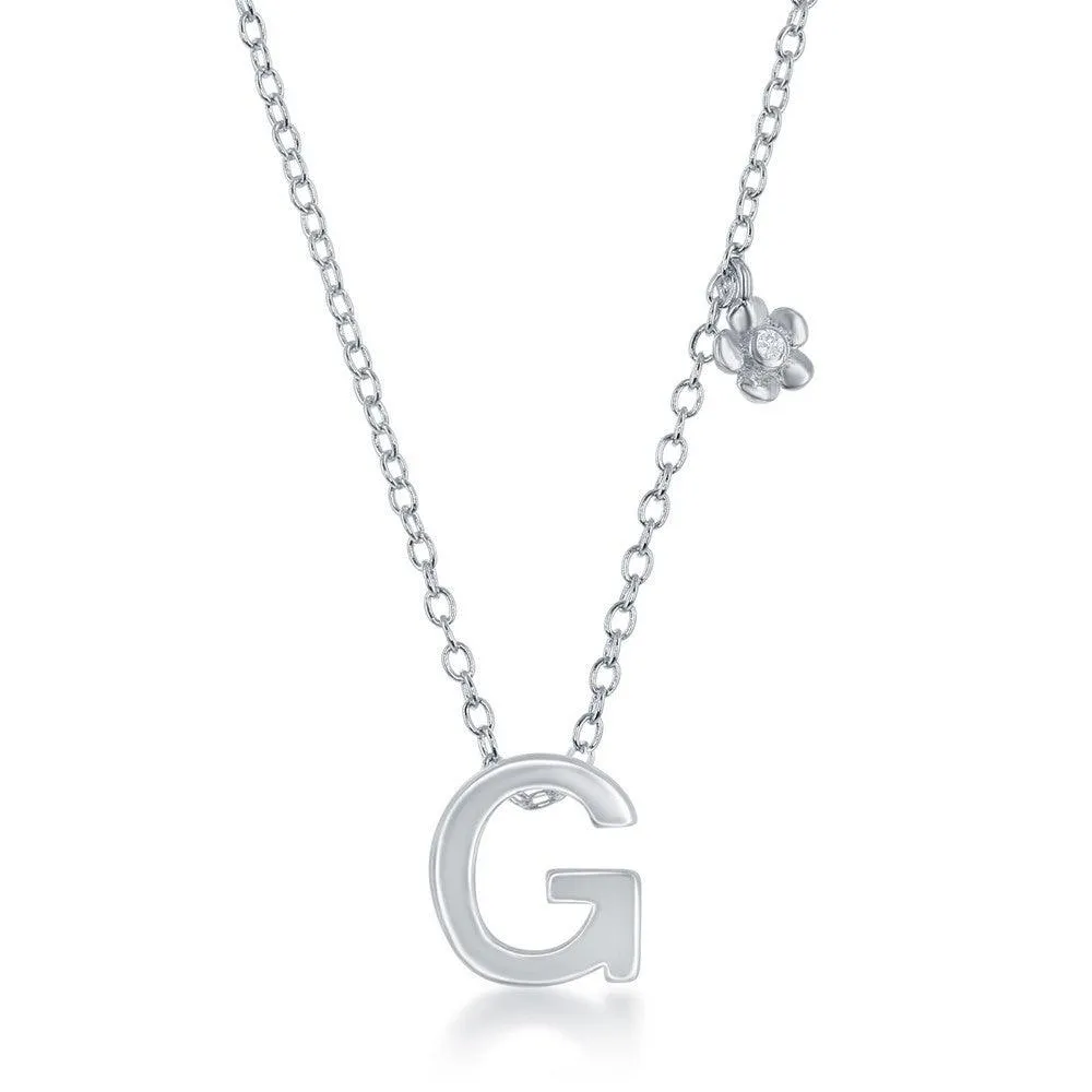 Sterling Silver Shiny "G" Necklace and Earrings Set