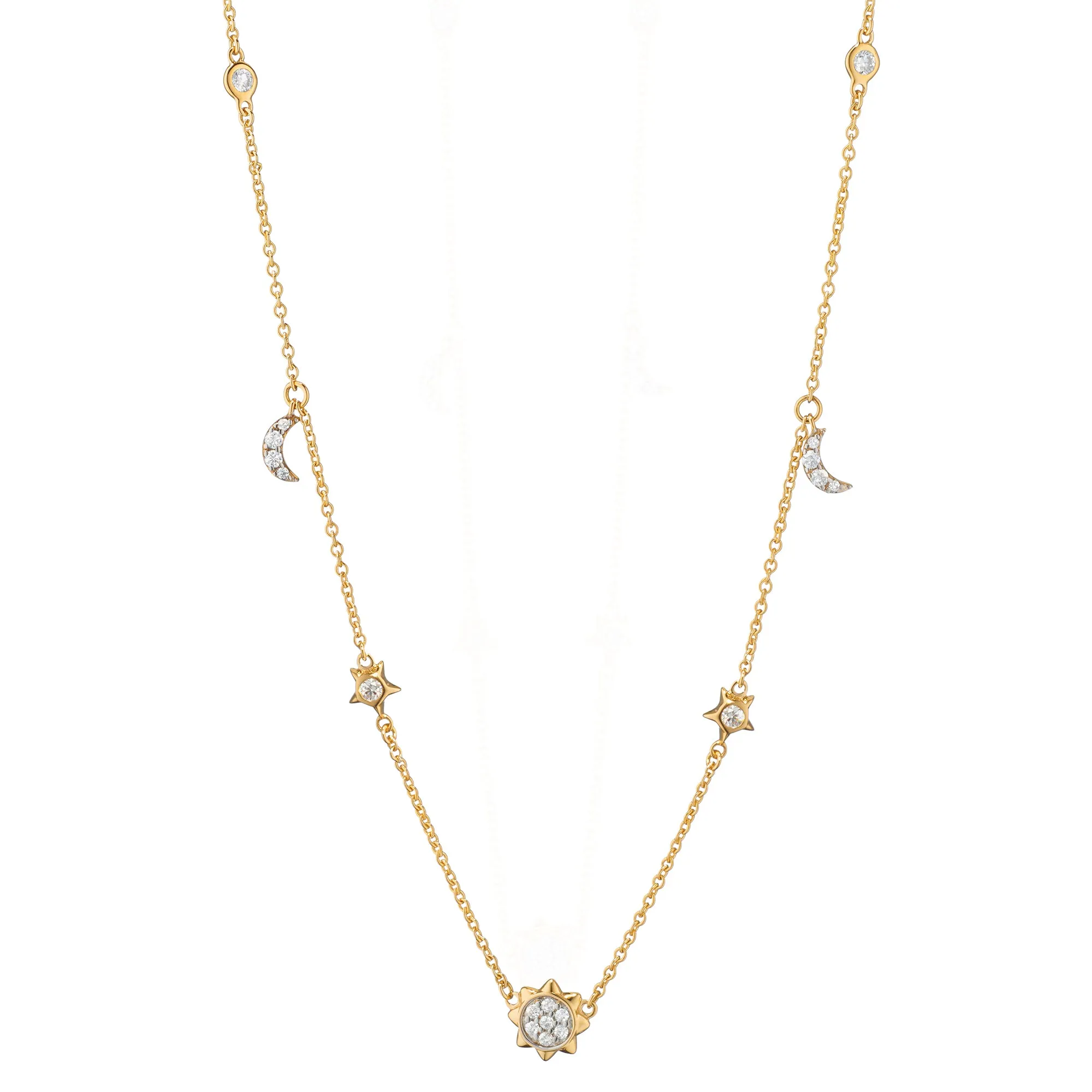 Sun, Moon and Stars 18" Necklace