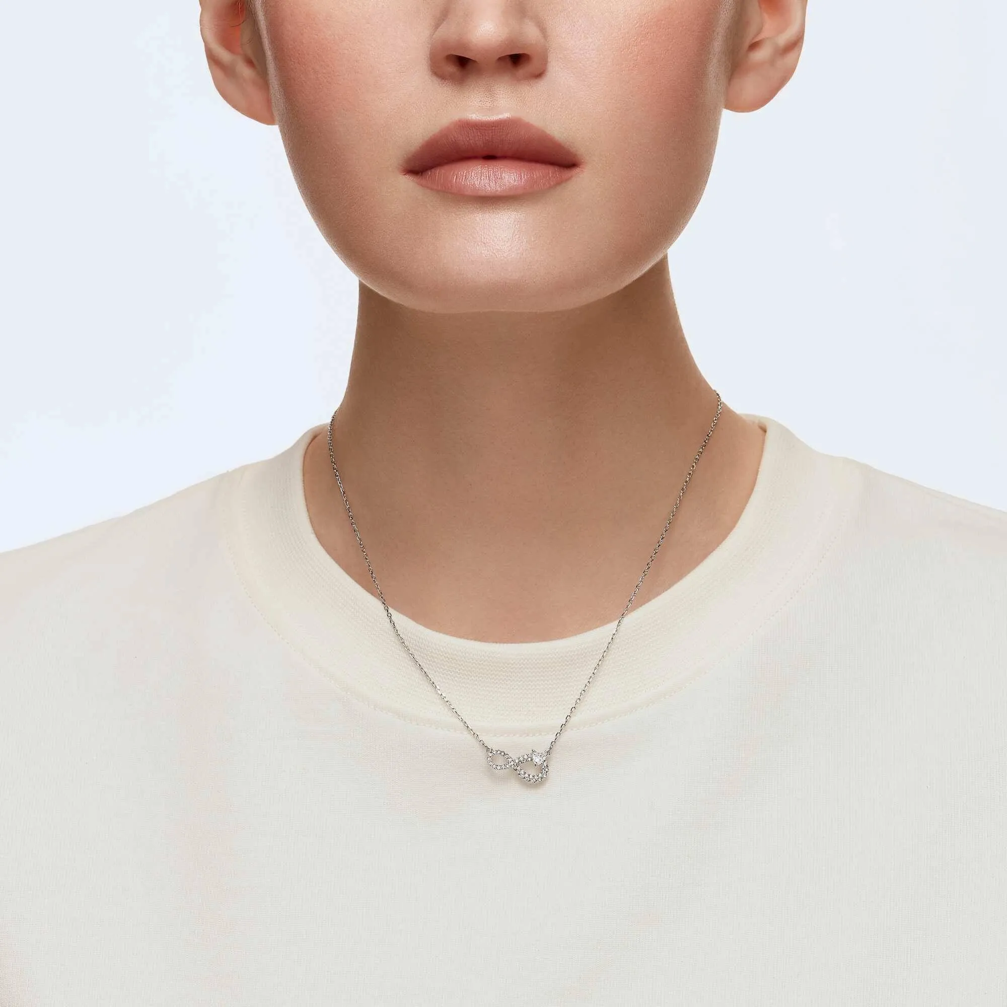 Swarovski Women's Necklace - Hyperbola Infinity Rhodium Plated Pendant | 5520576