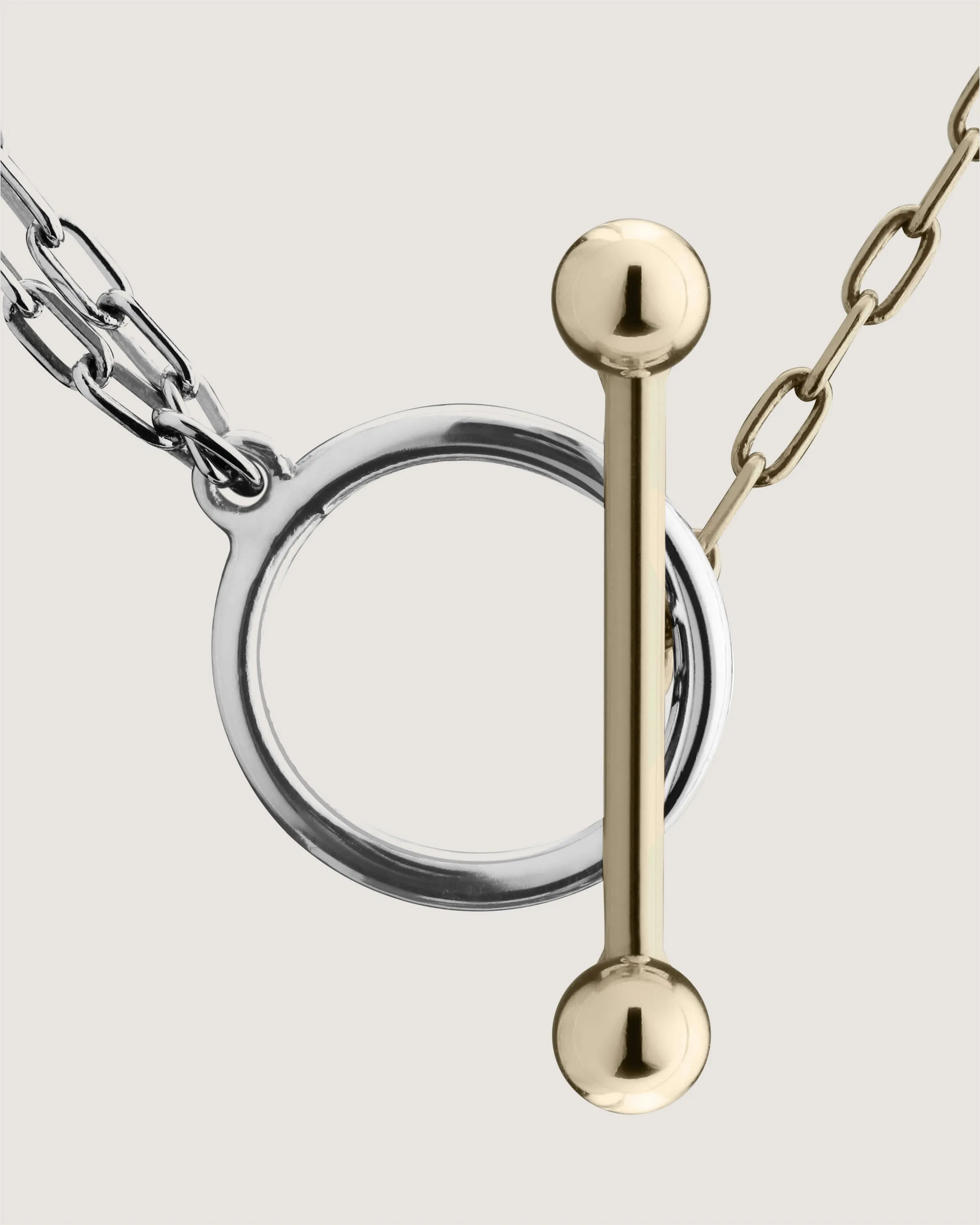 T Bar Dual Chain Necklace - Gold/Silver