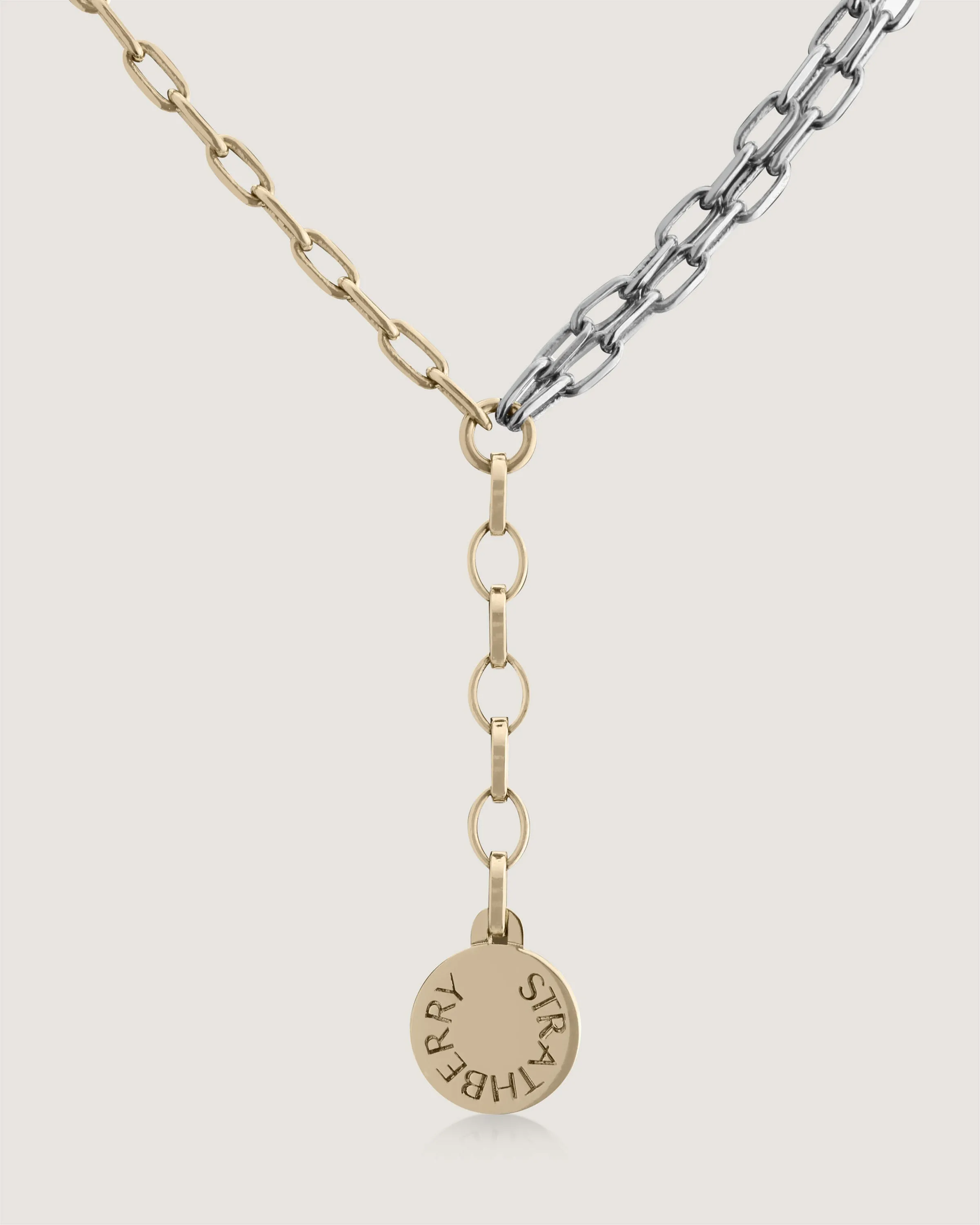 T Bar Dual Chain Necklace - Gold/Silver