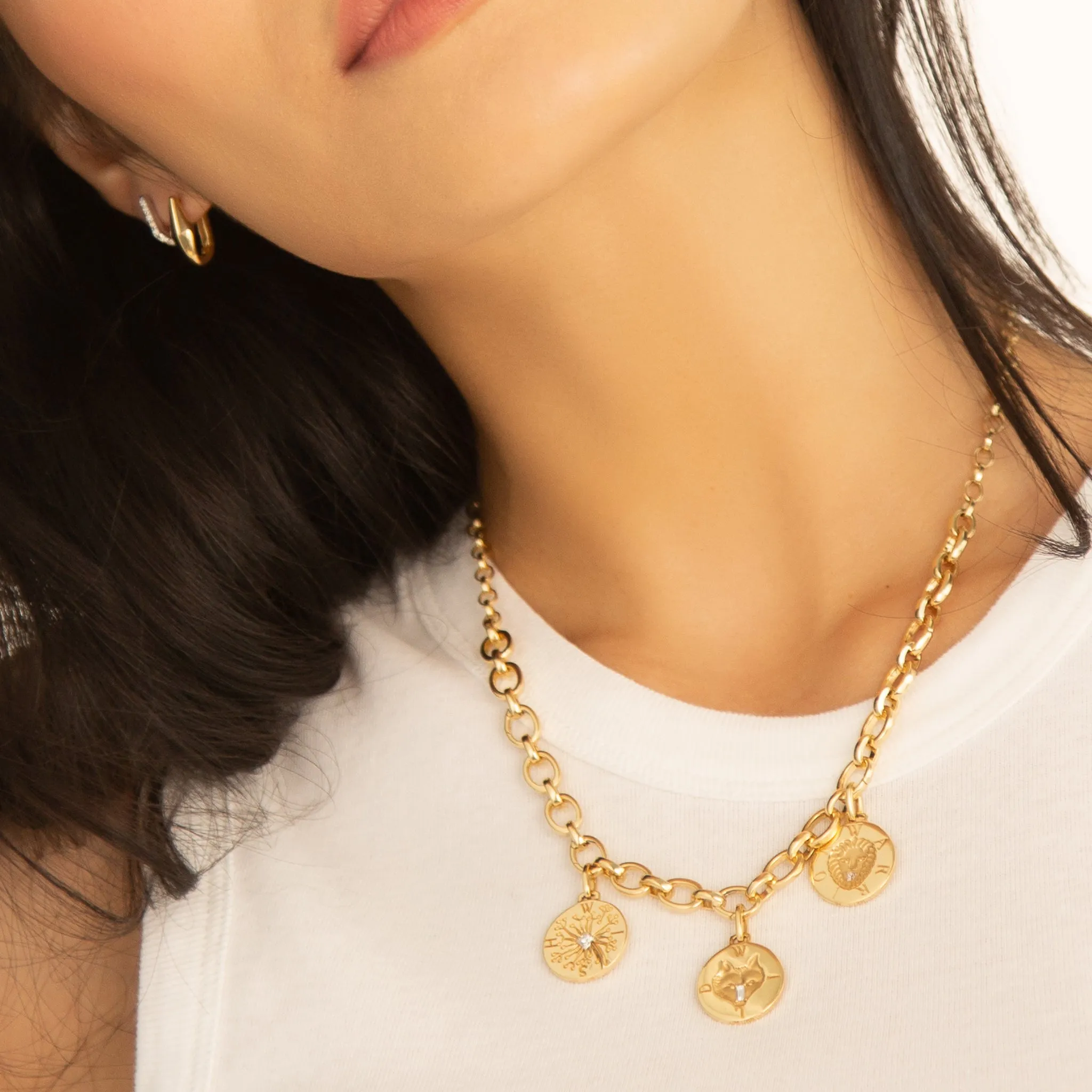 Trilogy Intaglio Necklace with White Diamond