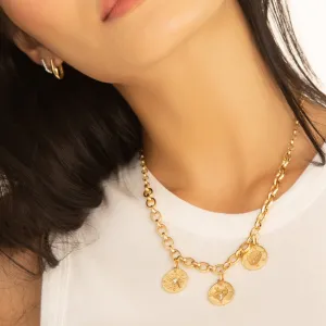 Trilogy Intaglio Necklace with White Diamond