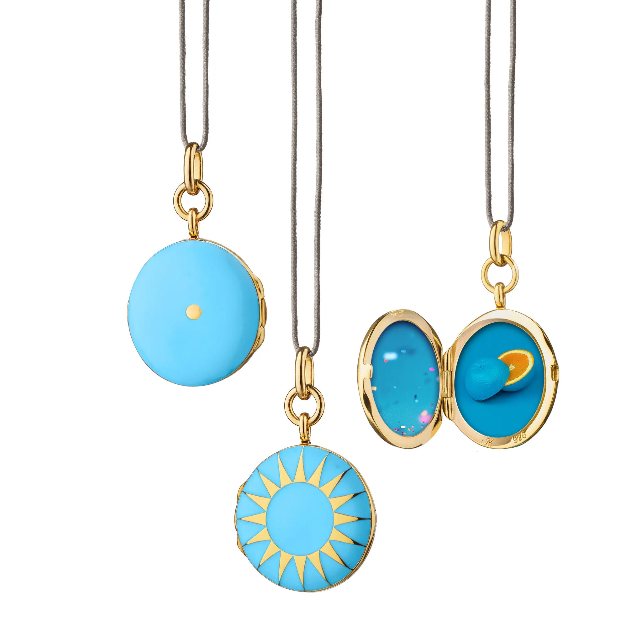 Turquoise Enamel and Vermeil Round Locket
