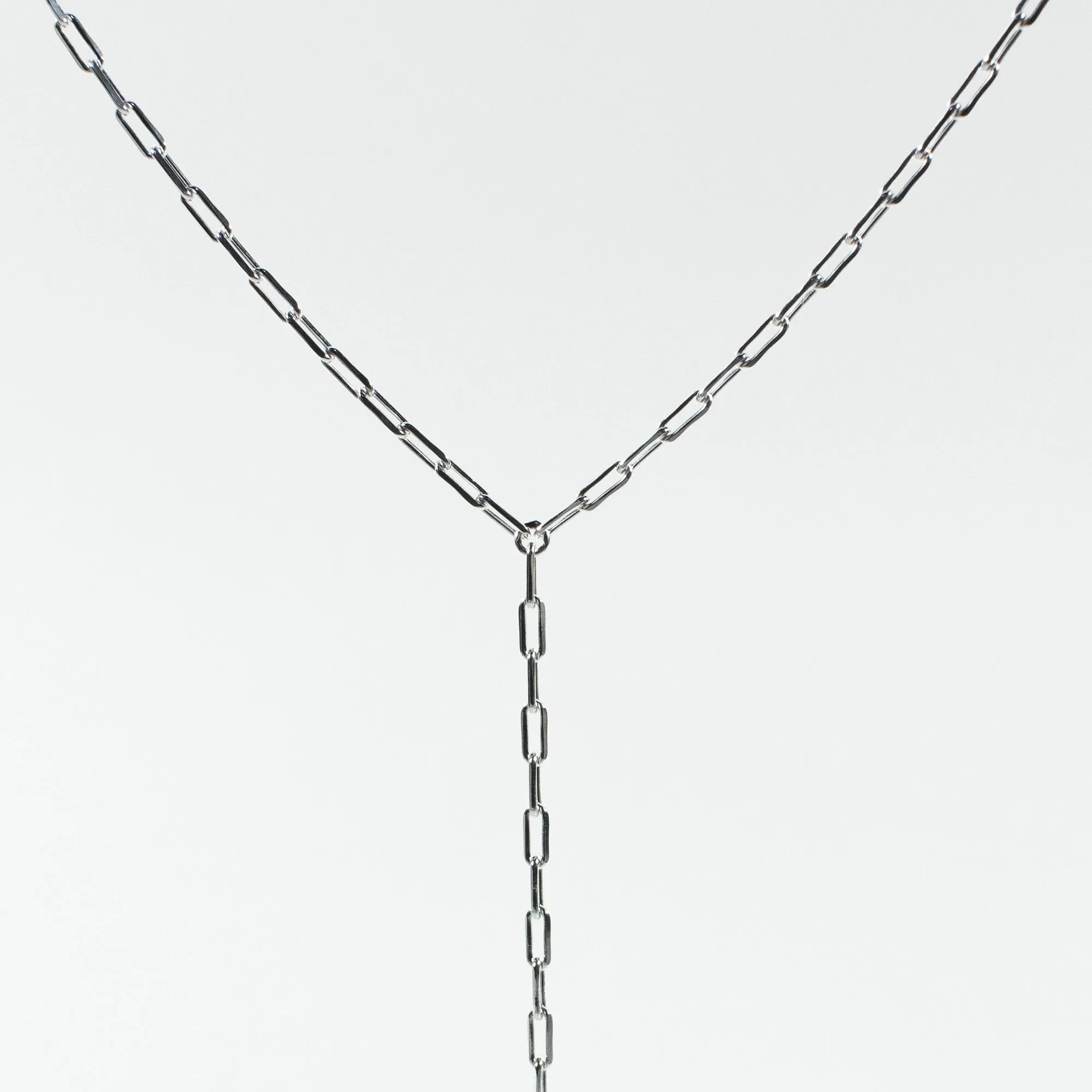 Y Parallel Chain Silver Necklace